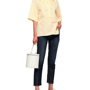 Oversized Short Sleeve Striped Tunic Blouse